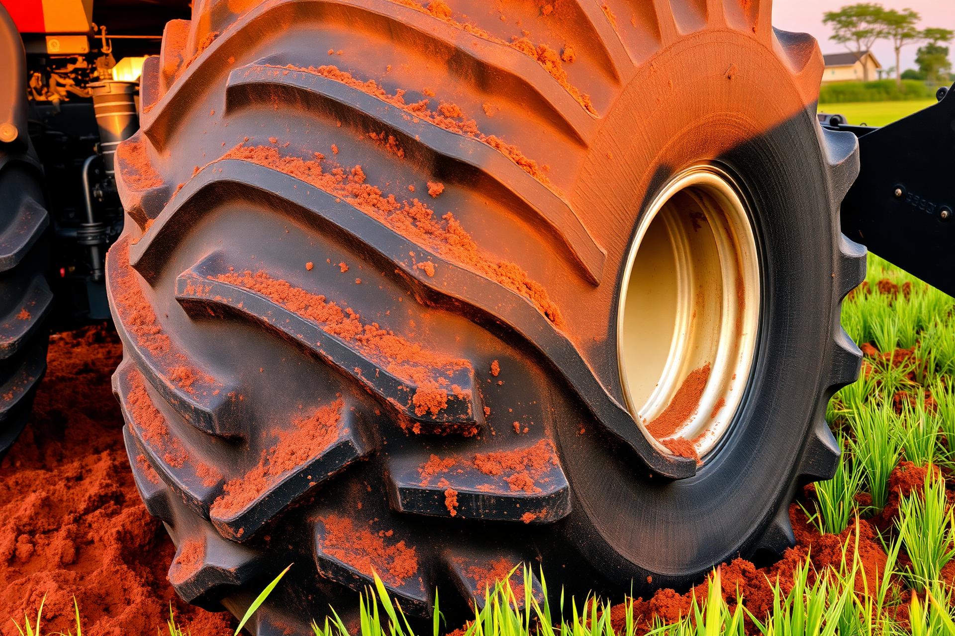 Pneu de trator agrícola em detalhe